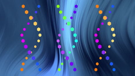 animación de cadenas de adn sobre un fondo azul en movimiento