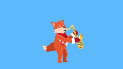 dibujos animados little fox flat navidad personaje música tocar saxofón animación incluye luma matte
