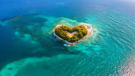 a heart shaped island in the middle of the ocean