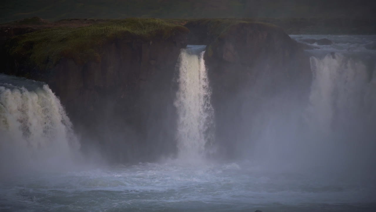 Beautiful Godafoss Waterfall In Northern Iceland - Wide Shot