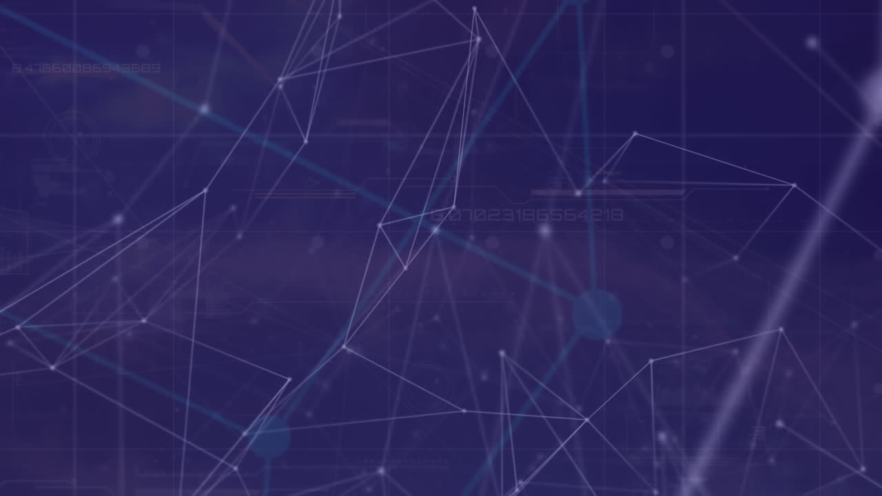 animación digital de la red de conexiones contra múltiples números cambiantes en fondo azul