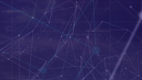 digital animation of network of connections against multiple changing numbers on blue background