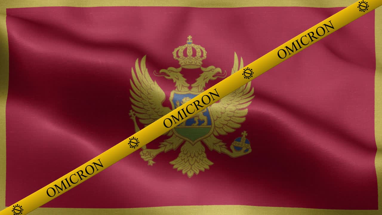 몬테네그로 발에 오미크론 변종과 금지 줄무 - 몬테나그로의 발