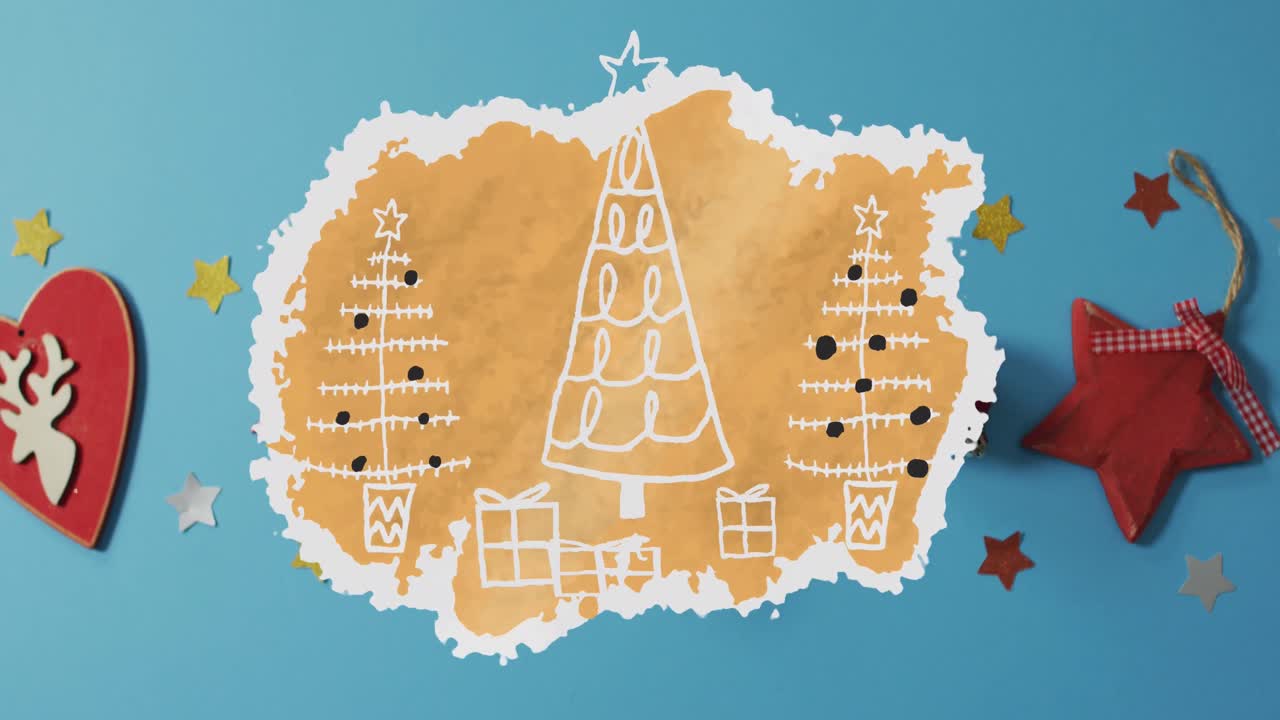 크리스마스 장식 위에 네온 크리스마스 트리의 애니메이션