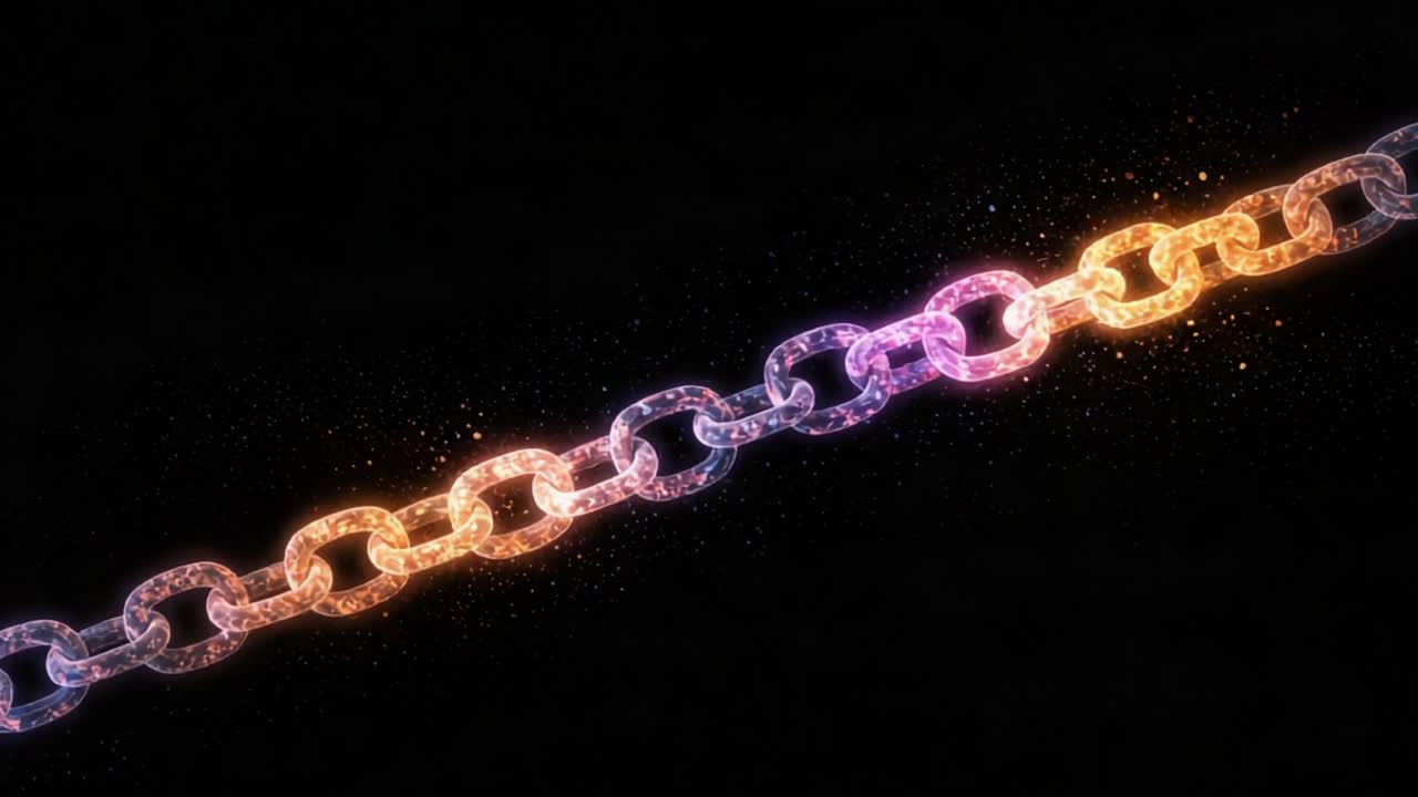 Glowing Chain in Space: A Stunning Visual Representation of Connections, Unity, and Interstellar Elements Captured in a Cosmic Environment