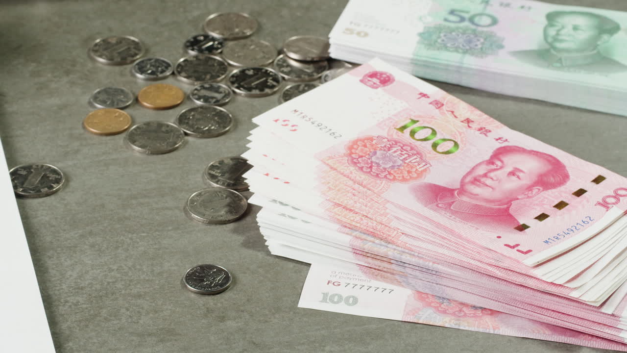 Chinese Yuan banknotes and coins