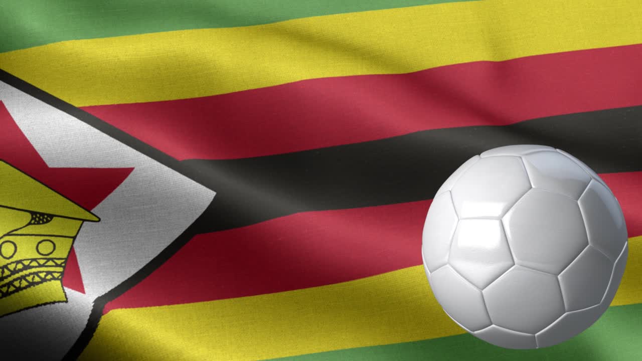 Bandiera dello Zimbabwe e pallone da calcio - Bandiera dello Zimbabwe ad alto dettaglio - Pallone da calcio e bandiera