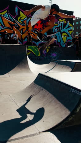 dynamic skateboarding sequence at an urban skatepark