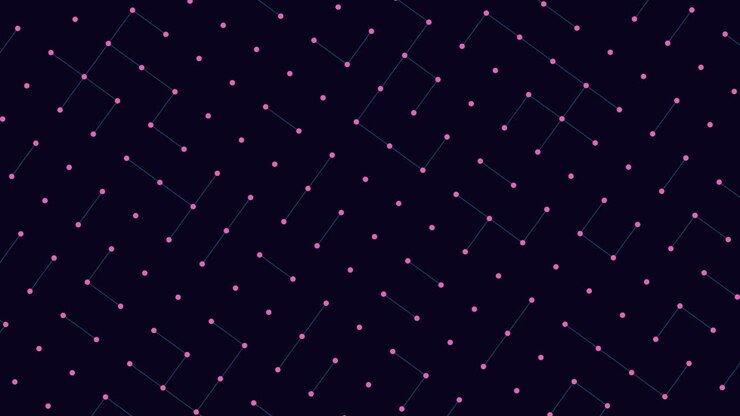 Digital fantasy geometric grid pattern with neon dots