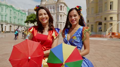 frevo dancers at the street carnival in recife, pernambuco, brazil.