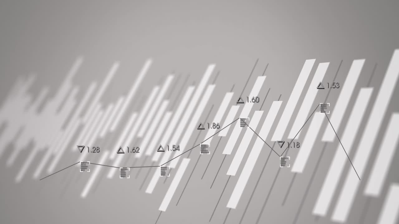 animación del procesamiento de datos financieros sobre un fondo gris