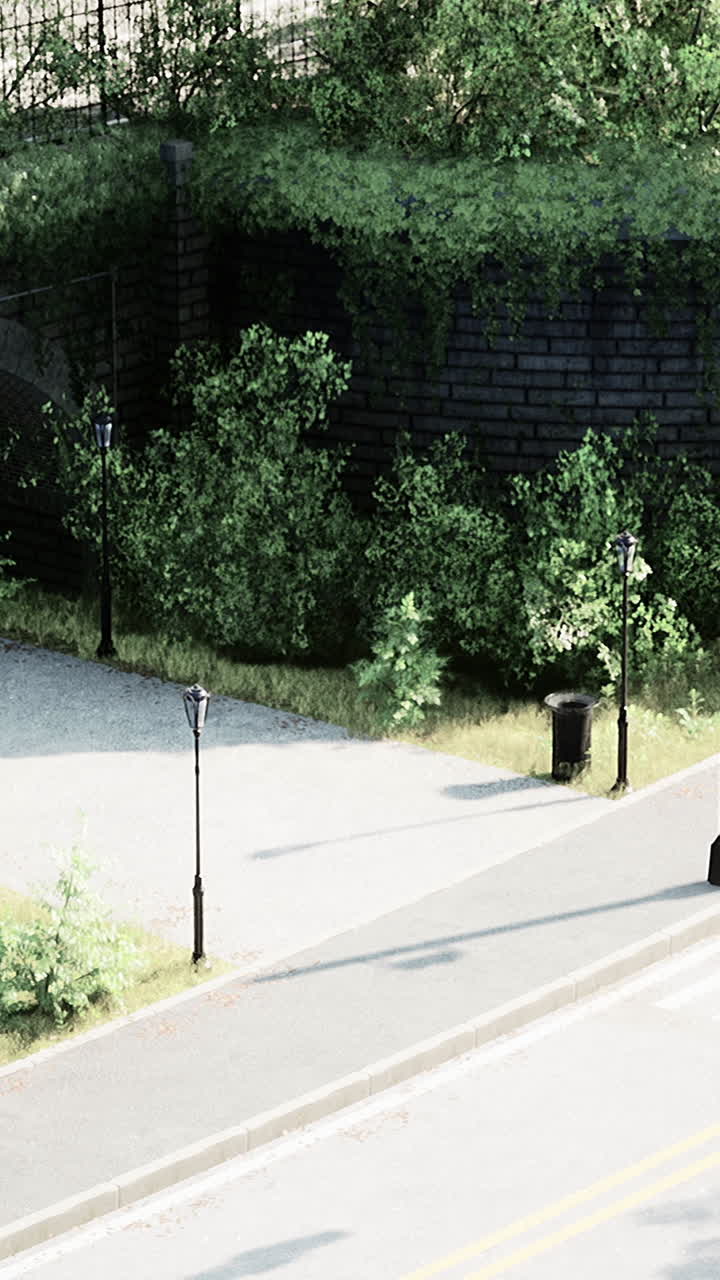 거리 램프 기둥과 나무와 함께