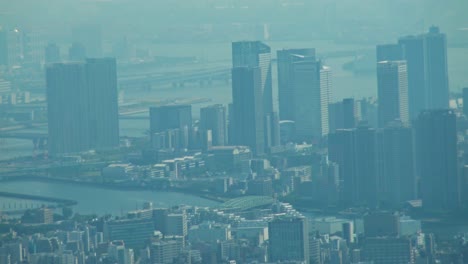 Primer-Plano,-Vista-Aérea-De-Tokio-Con-Horizontes-Desde-La-Torre-Skytree