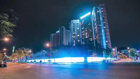 night view of modern city buildings