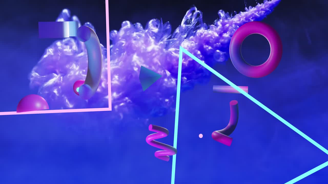 검은색 배경에 움직이는 모양의 애니메이션