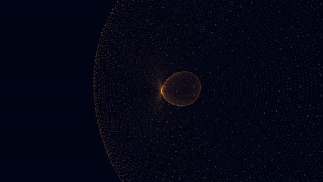 Leuchtend-Gelber-Kreis,-Umgeben-Von-Faszinierenden-Spiralförmigen-Linien-Auf-Schwarzem-Hintergrund