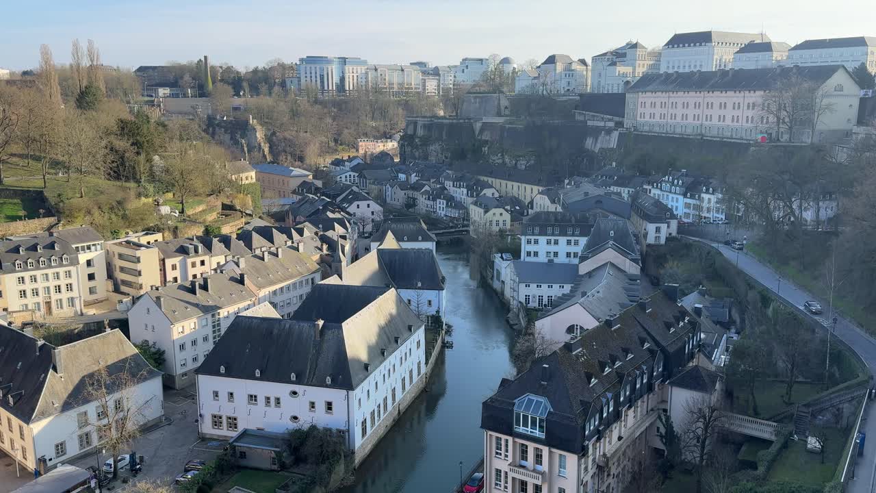 Luxembourg old town view from chemin de la corniche