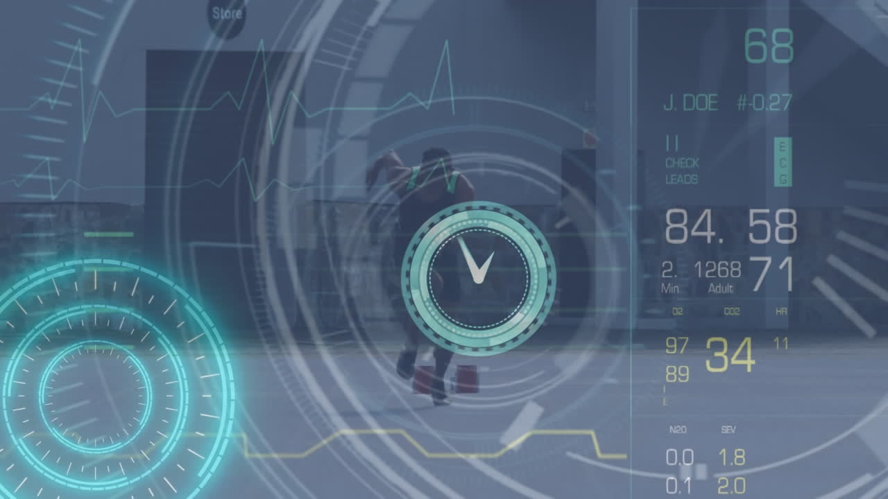 animazione dell'elaborazione dei dati su un corridore maschio afroamericano