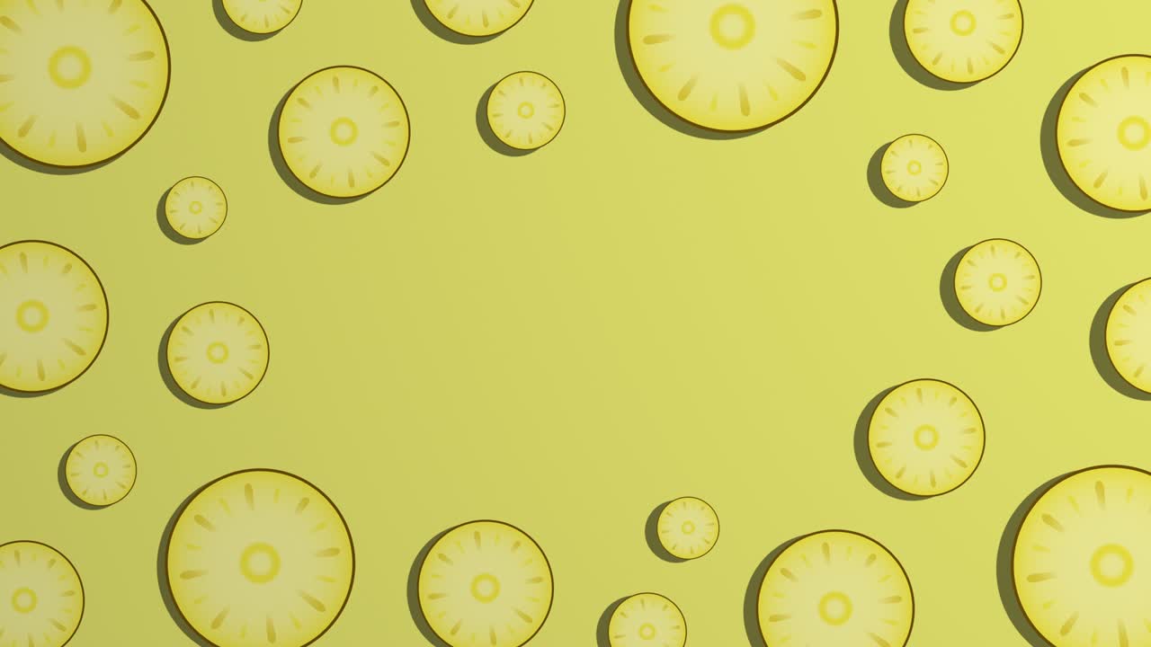 회전 파인애플 슬라이스 패턴과 복사 공간