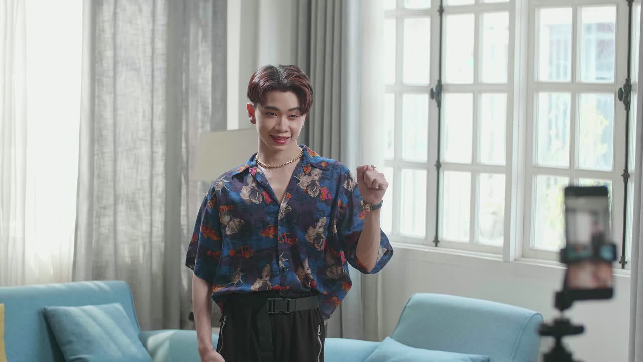 Man vlogging at home