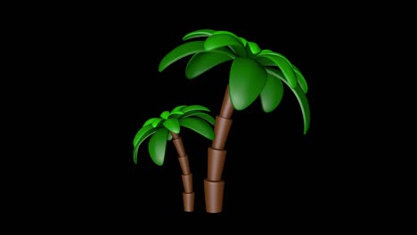 the appearance of two palm trees. palm trees isolated on black background.