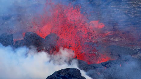 kilauea crater eruption september 11 viewed from the east or south east corner with wind blown gas emissions