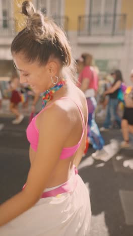 young woman celebrating pride parade
