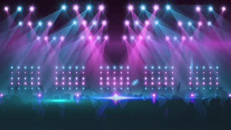 animación digital de luces brillantes de colores sobre la silueta de personas bailando