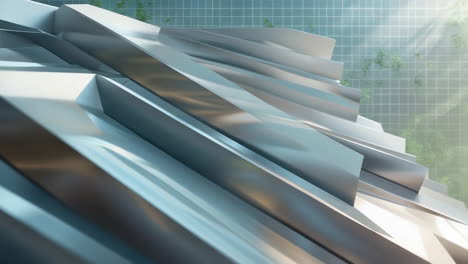 abstract metallic architectural facade with sunlight
