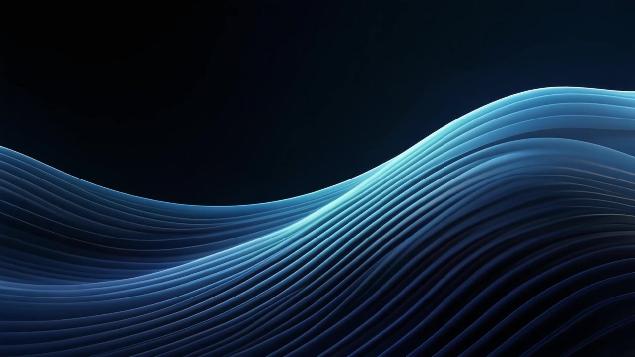 Abstract Blue Wavy Lines Moving in Dark Background