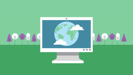 pantalla de computadora de escritorio con el planeta tierra