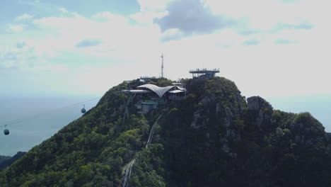 Drone-view-of-Cable-Car-in-Langkawi-Island,-Kedah,-Malaysia