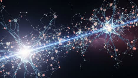 a stunning visualization of synaptic connections in the brain, showcasing the complex network of neurons and their interconnectedness through dynamic signals