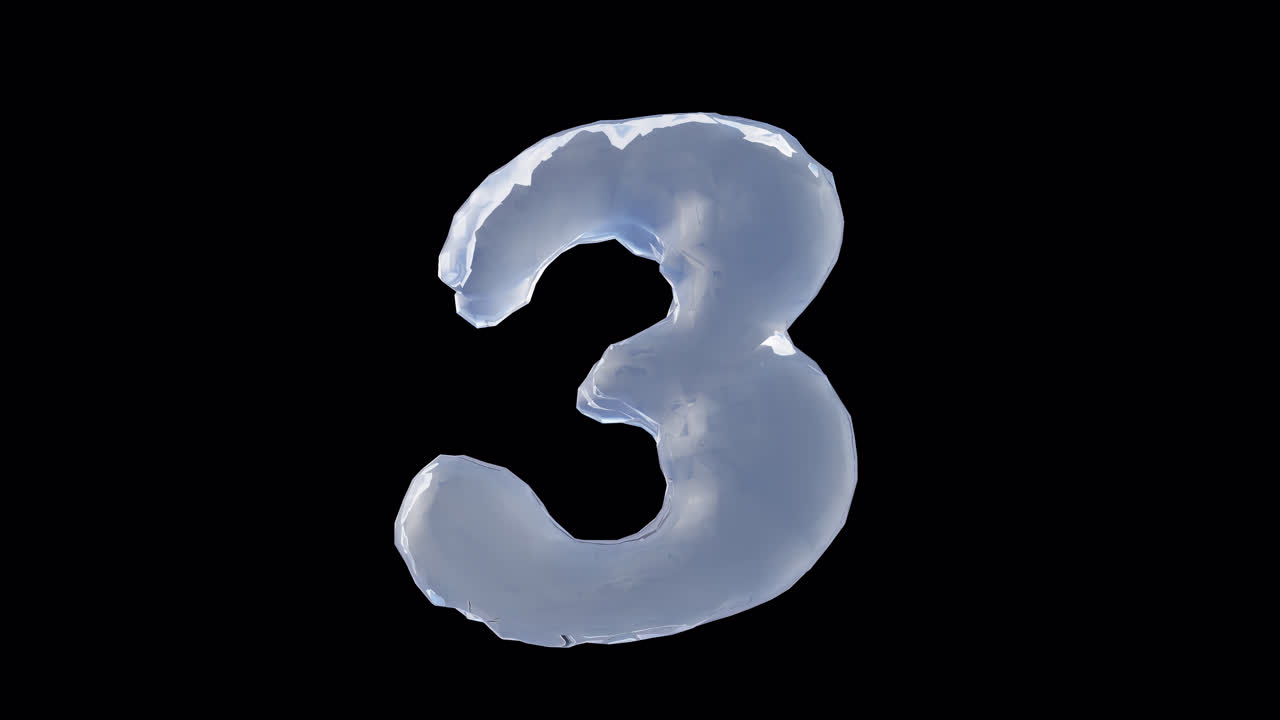 Numero liquido 3 su sfondo trasparente