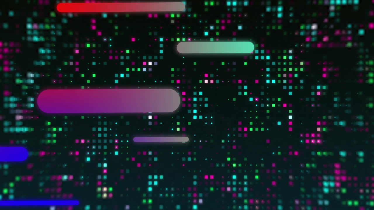 Animation of glowing neon lights moving over pattern background