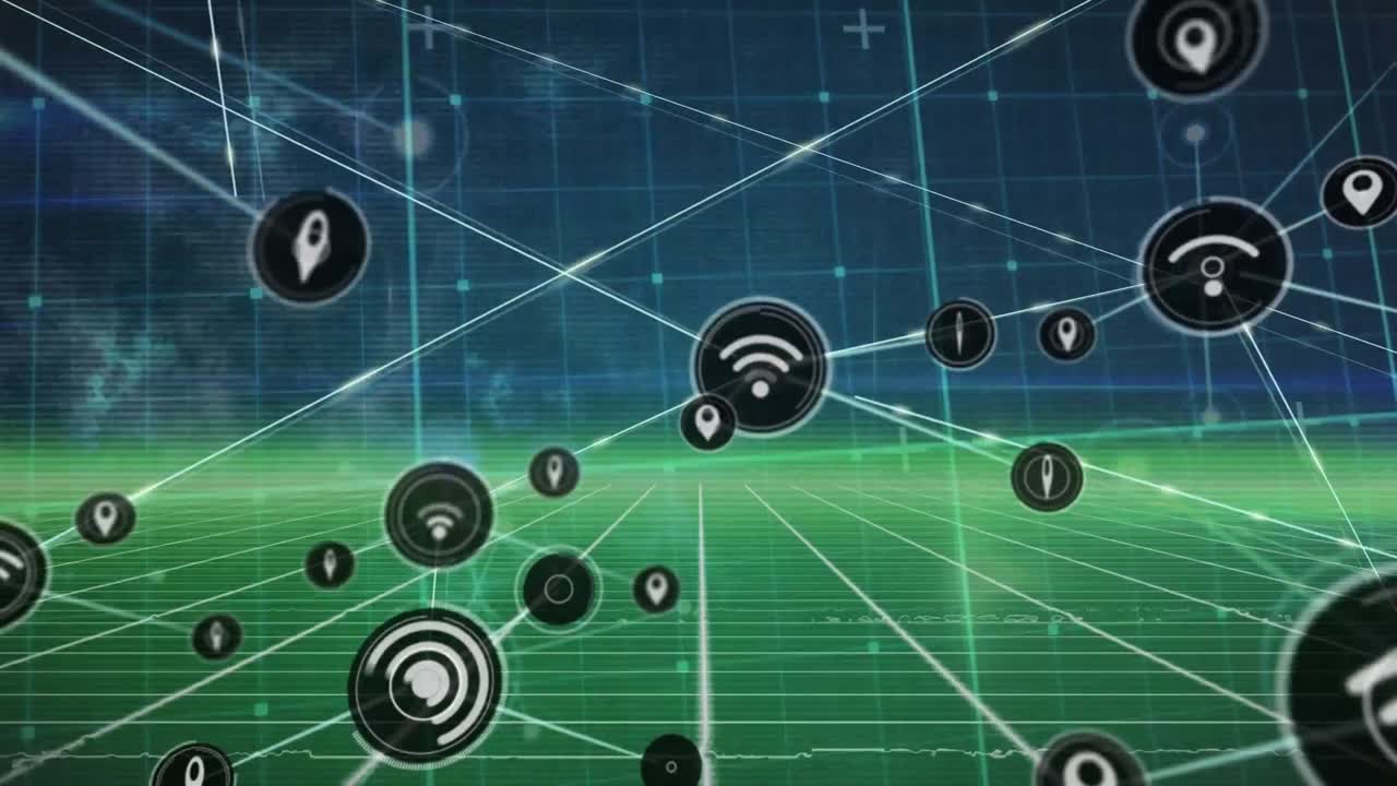 연결 및 그리드 네트워크를 통해 데이터 처리의 애니메이션