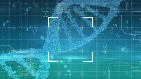 DNA-Mit-Molekülen-Und-Daten-Auf-Blauem-Hintergrund