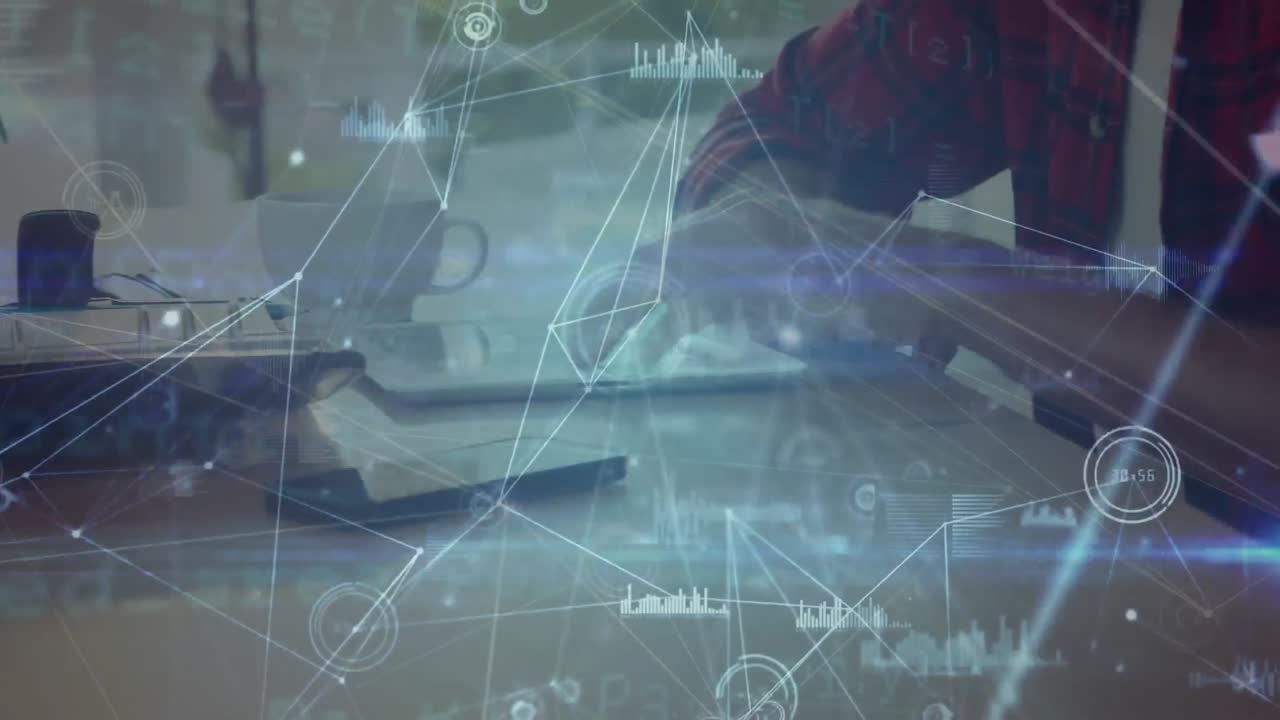 animación del procesamiento de datos sobre las manos utilizando una tableta