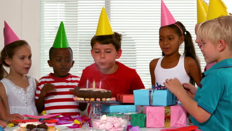 cute little friends celebrating a birthday