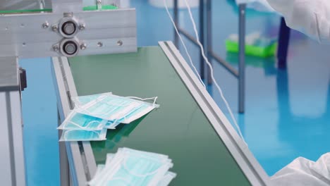 face mask production line in modern factory