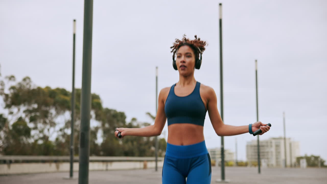 mulher a saltar corda ao ar livre