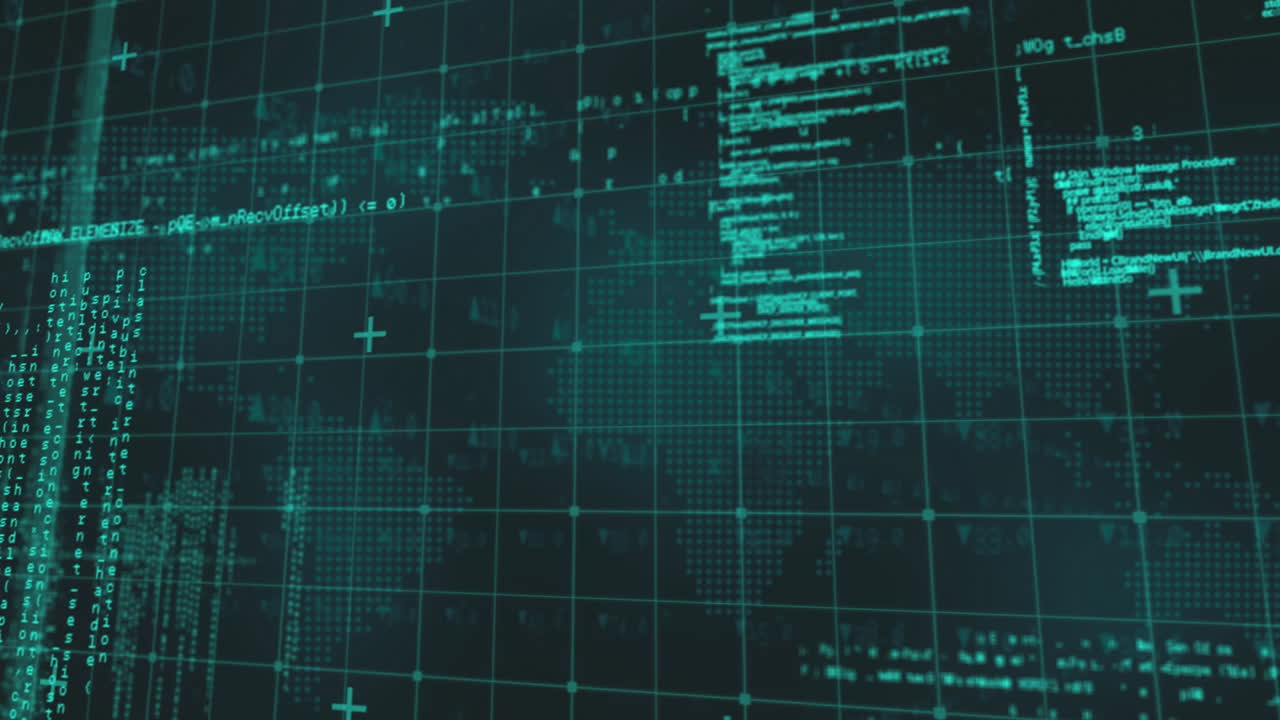 Animation of digital data moving on back background