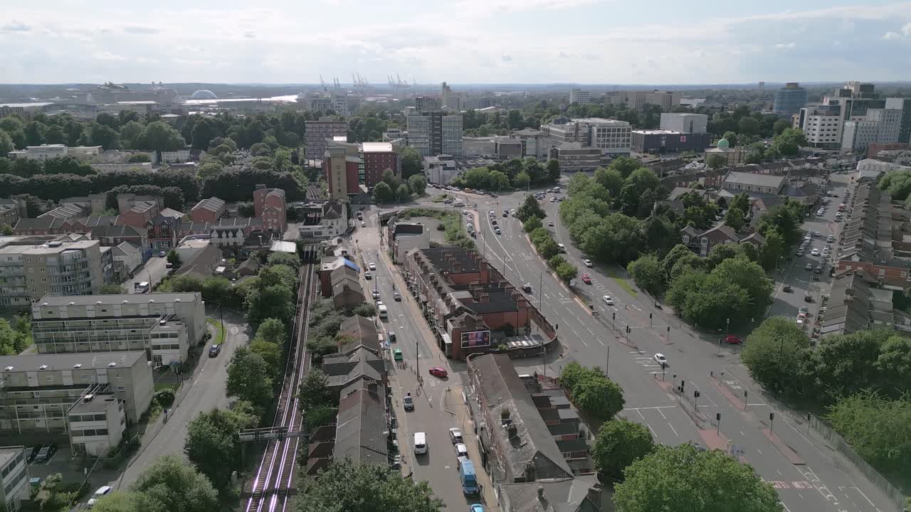 Aerial View Southampton City And A3024 Route In England, UK.