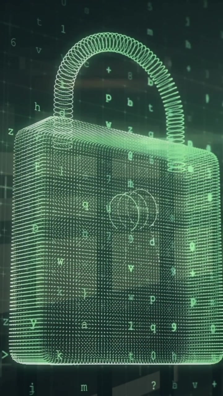 Animation of padlock over data processing