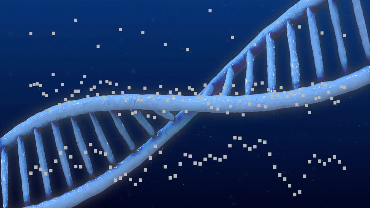 DNA strand and binary coding in scientific data processing animation for research