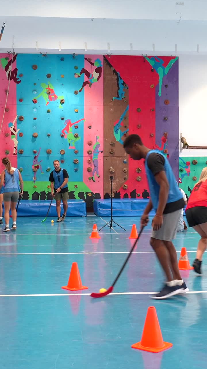 Indoor sports activities on a climbing wall background