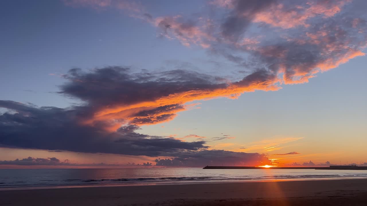 A beautiful sunset landscape over the Atlantic Ocean