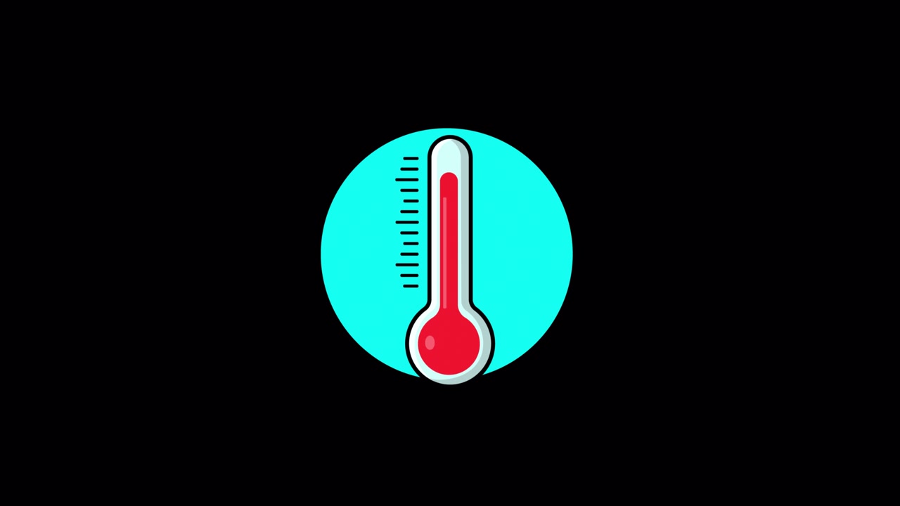 Animated Thermometer with Rising and Falling Temperature