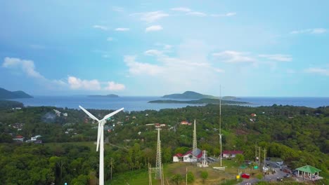 aerial drone shot: aerial 4k birds eye view on wind power / windmill