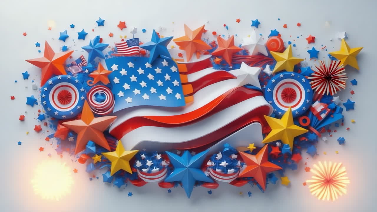 Festive American Flag and Stars Arrangement